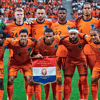 Het Nederlands elftal voorafgaand aan het EK-duel met Frankrijk