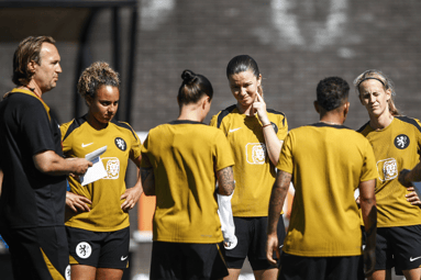 De Oranje Leeuwinnen tijdens de training