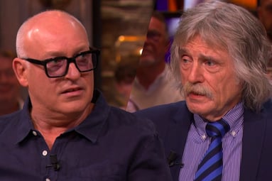 René van der Gijp en Johan Derksen tijdens een uitzending van Vandaag Inside 