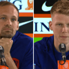 Daley Blind en Jerdy Schouten op een persconferentie van Oranje