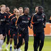 Het Nederlands elftal tijdens de training