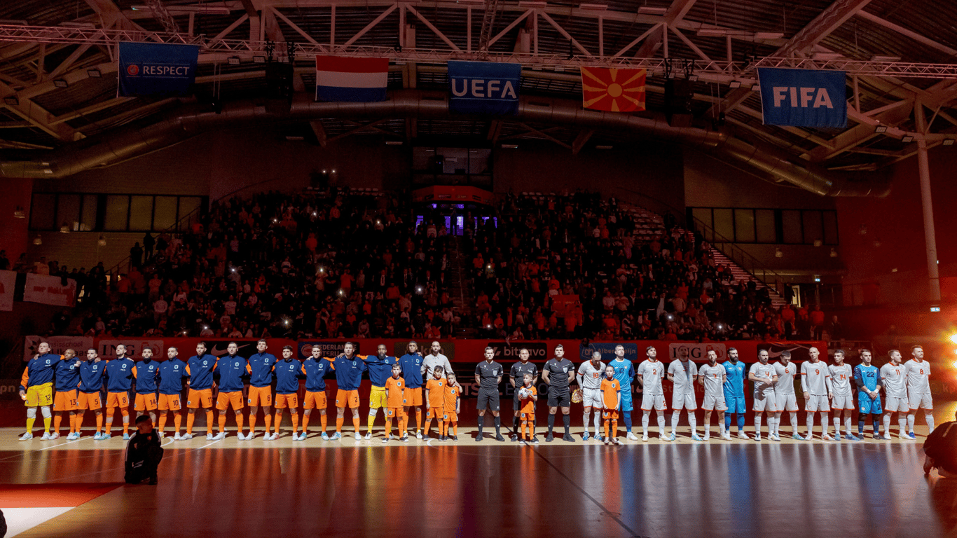 Oranje Futsal voorafgaand aan het thuisduel met Noord-Macedonië