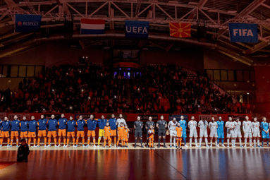 Oranje Futsal voorafgaand aan het duel met Noord-Macedonië