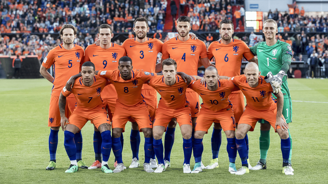 Het Nederlands elftal voorafgaand aan de interland tegen Luxemburg in 2017