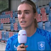 Jill Roord voor de camera van de NOS