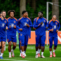 Het Nederlands elftal tijdens de training