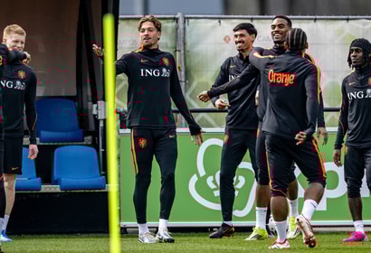 Het Nederlands elftal tijdens een training