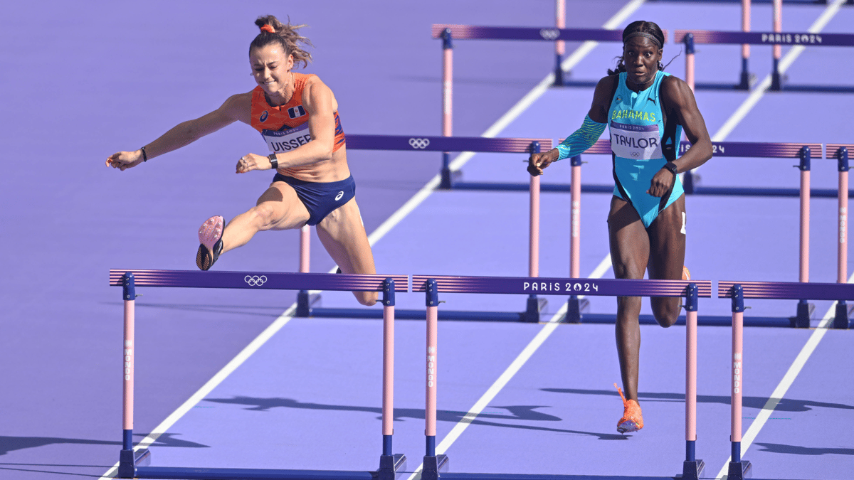 Nadine Visser in actie op de 100 meter horden