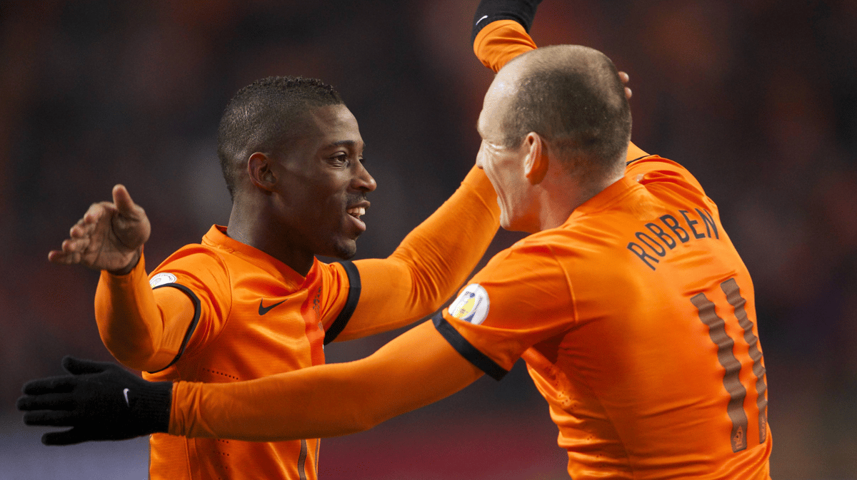 Ruben Schaken (links) met Arjen Robben