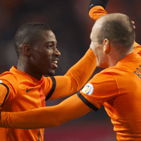 Ruben Schaken (links) met Arjen Robben