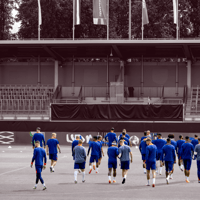 Het Nederlands elftal op het trainingscomplex in Wolfsburg