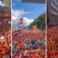 De Oranjemars in Dortmund in aanloop naar Nederland - Engeland