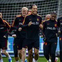 Het Nederlands elftal tijdens een training