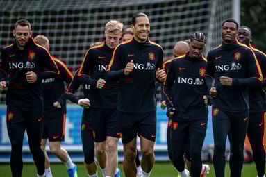 Het Nederlands elftal tijdens een training