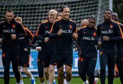 Het Nederlands elftal tijdens een training