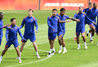 Jong Oranje tijdens de training