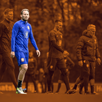 Daley Blind op een training van het Nederlands elftal