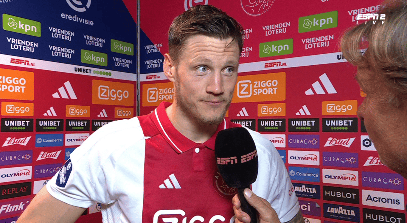 Wout Weghorst praat met ESPN na Ajax - FC Groningen (3-1)