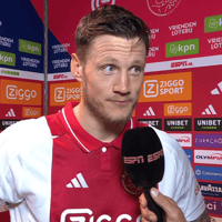 Wout Weghorst praat met ESPN na Ajax - FC Groningen (3-1)