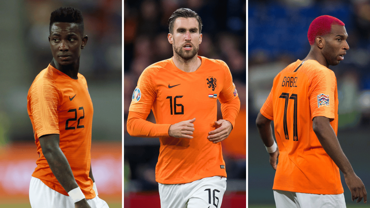 Eljero Elia, Kevin Strootman en Ryan Babel in actie voor het Nederlands elftal
