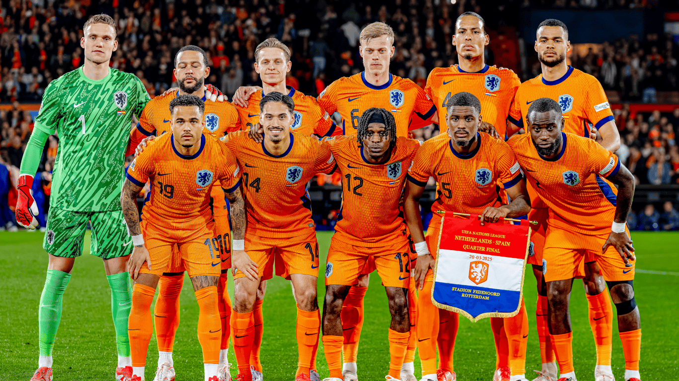 Het Nederlands elftal voorafgaand aan het duel met Spanje