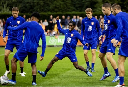 Het Nederlands elftal tijdens de training