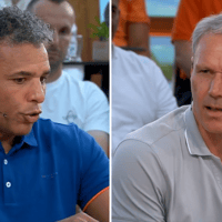 Pierre van Hooijdonk en Marco van Basten bij de NOS