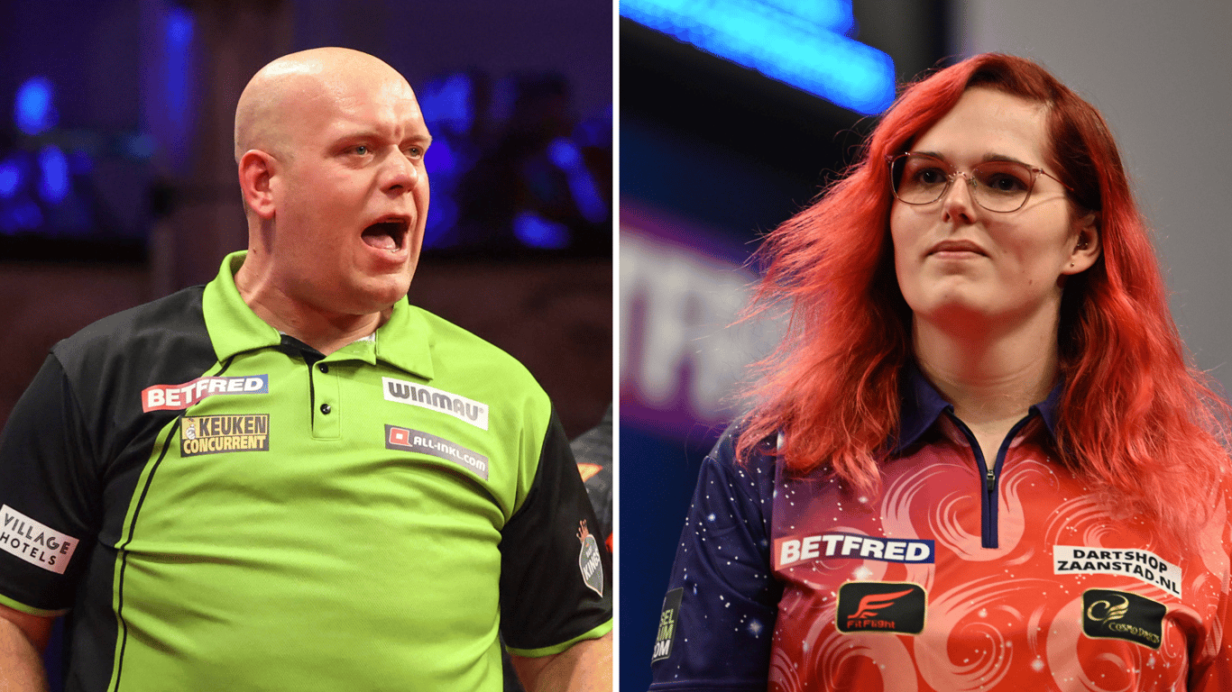 Michael van Gerwen won van Noa-Lynn van Leuven op Grand Slam of Darts