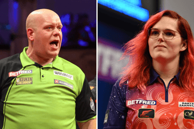 Michael van Gerwen won van Noa-Lynn van Leuven op Grand Slam of Darts