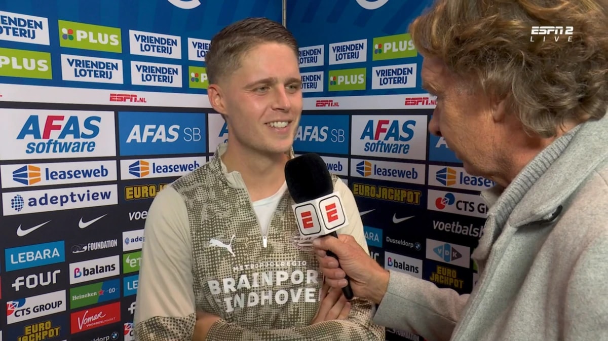 Joey Veerman voor de camera van ESPN