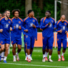 Het Nederlands elftal tijdens de training