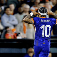 Memphis Depay viert zijn treffer voor het Nederlands elftal