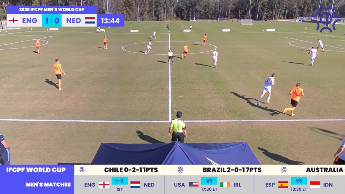 Oranje strandt in de kwartfinale van het WK CP-voetbal na een 2-1-nederlaag tegen Engeland.