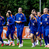 Het Nederlands elftal tijdens de training