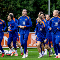 Het Nederlands elftal tijdens de training