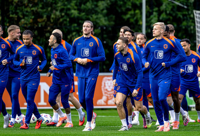 Het Nederlands elftal tijdens de training