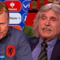 Bondscoach Ronald Koeman en televisiepersoonlijkheid Johan Derksen