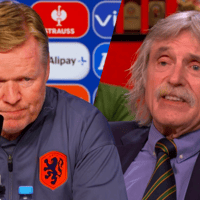 Bondscoach Ronald Koeman en televisiepersoonlijkheid Johan Derksen