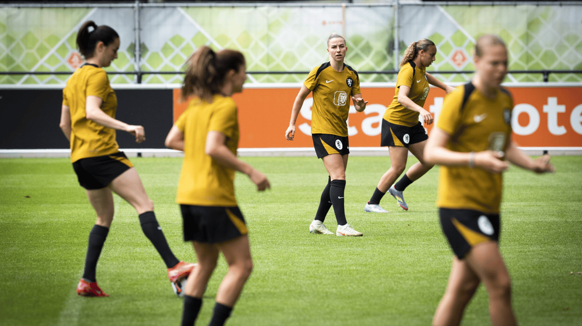 De Oranje Leeuwinnen tijdens de training 