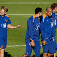 Het Nederlands elftal tijdens de training
