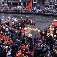 Amsterdam na de EK-winst van Oranje in 1988