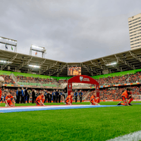 Het Nederlands elftal speelde voor de eerste keer ooit in de Euroborg