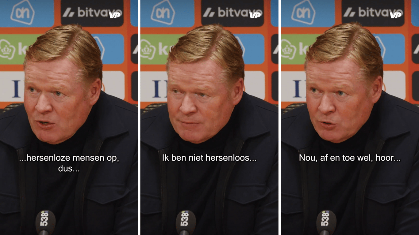 Ronald Koeman reageert op een vraag van Valentijn Driessen na Nederland - Hongarije