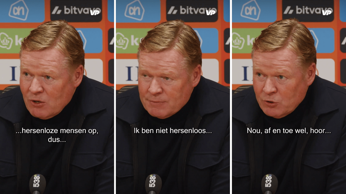 Ronald Koeman reageert op een vraag van Valentijn Driessen na Nederland - Hongarije