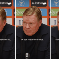 Ronald Koeman reageert op een vraag van Valentijn Driessen na Nederland - Hongarije