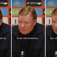 Ronald Koeman reageert op een vraag van Valentijn Driessen na Nederland - Hongarije