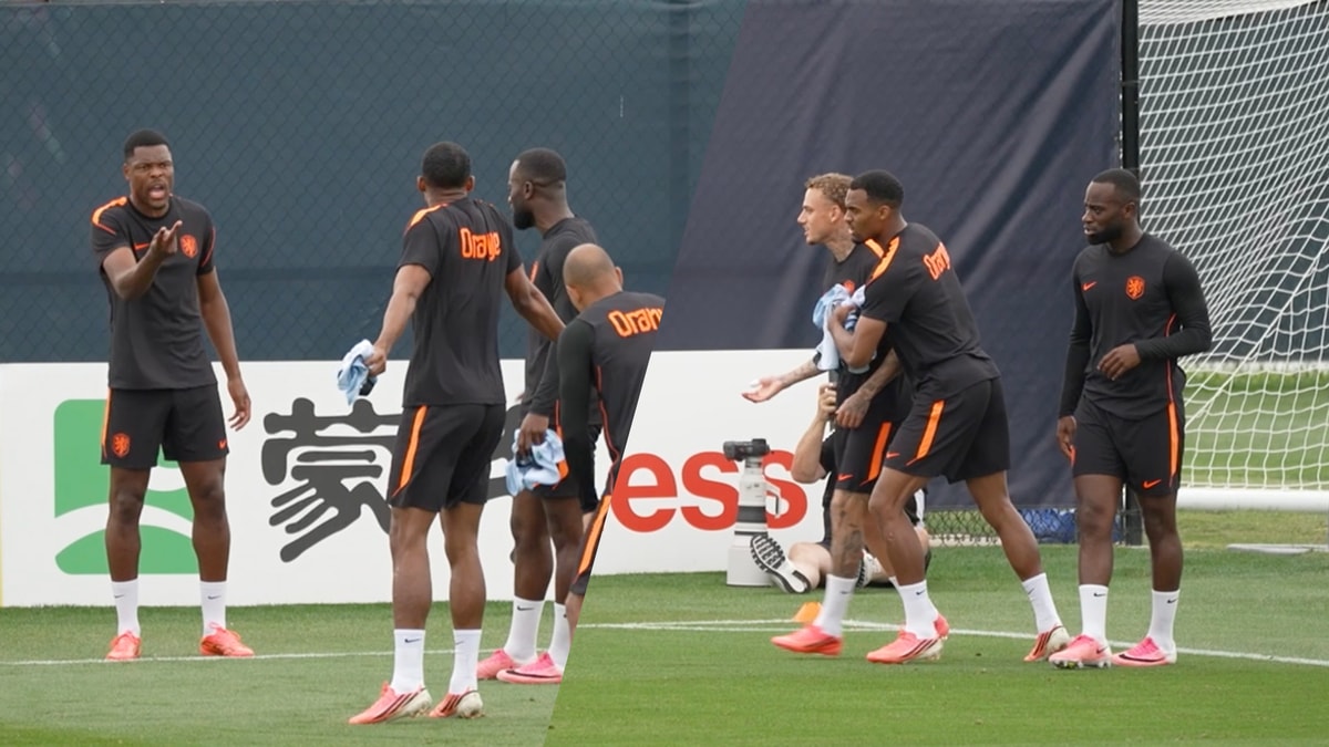 Het Nederlands elftal op de training daags voor Tunesië - Nederland.