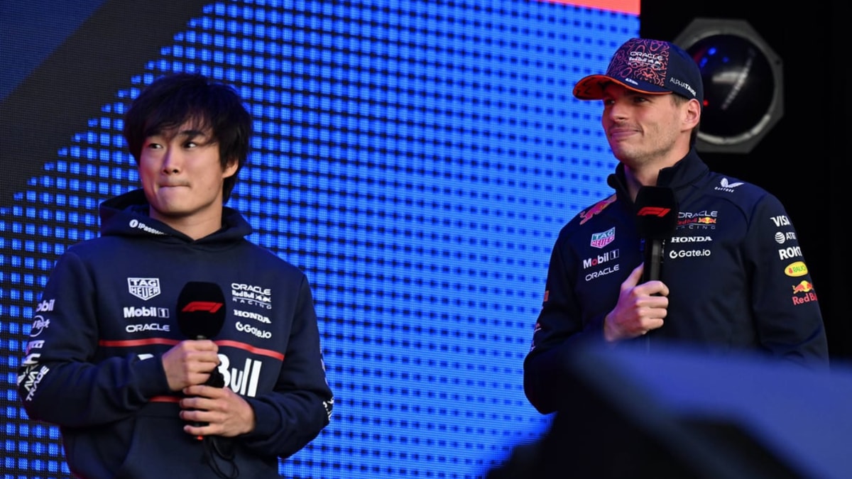 Yuki Tsunoda en Max Verstappen