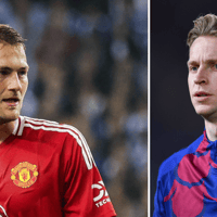 Oranje-internationals Matthijs de Ligt (links) en Frenkie de Jong 