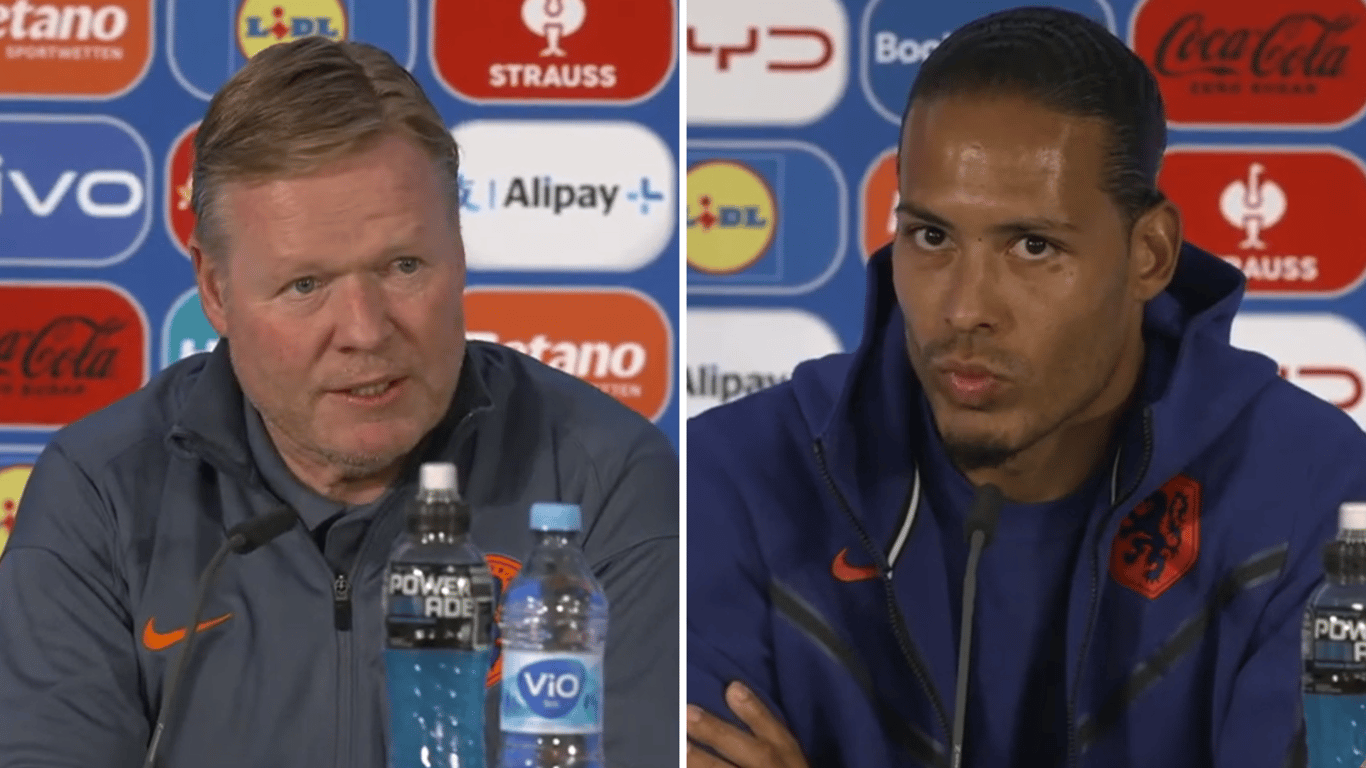 Ronald Koeman en Virgil van Dijk, bondscoach en captain van het Nederlands elftal